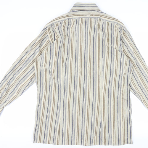 Peter Werth Men's Beige Striped Shirt L