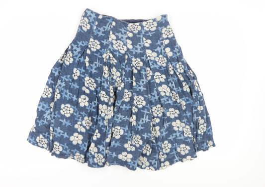 Toast Women's Blue Floral Pleated Knee Skirt - Size 12