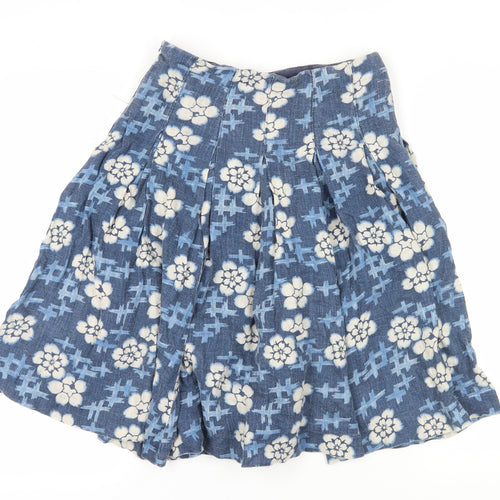 Toast Women's Blue Floral Pleated Knee Skirt - Size 12