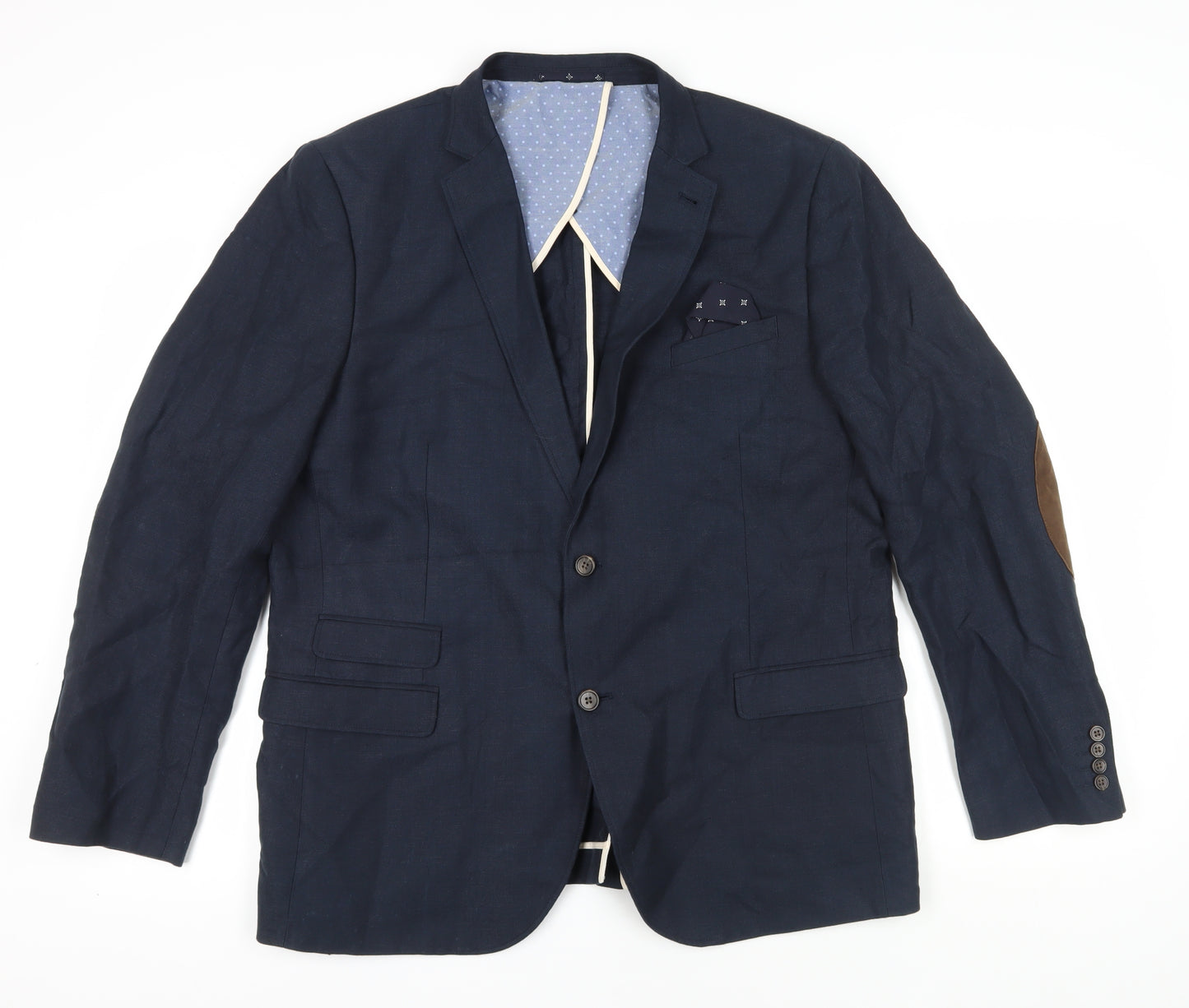 Next Men's Slim Fit Blue Linen Blazer 46R