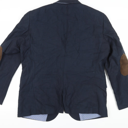 Next Men's Slim Fit Blue Linen Blazer 46R