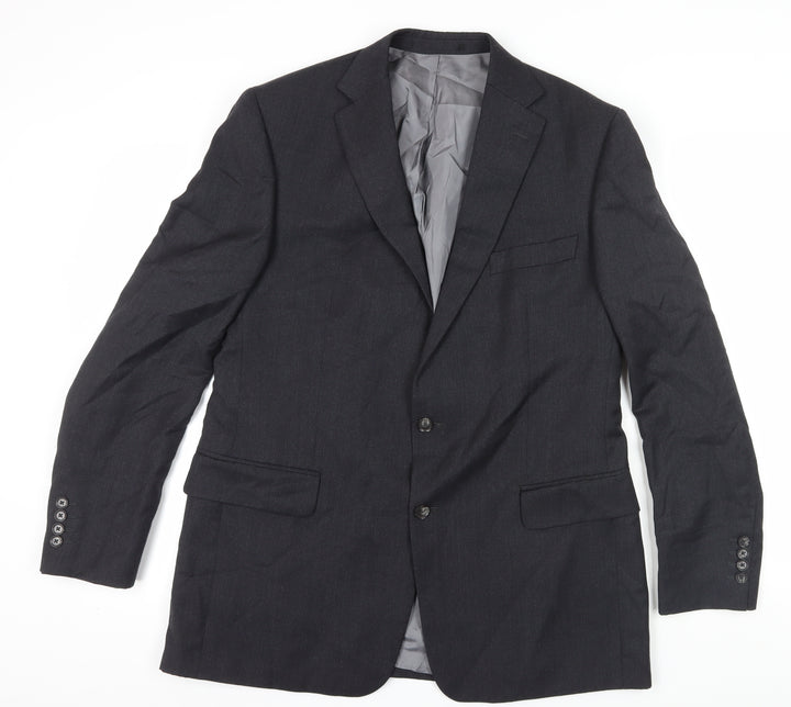 Odermark Men's Black Wool Blazer, Size 44, Regular Fit