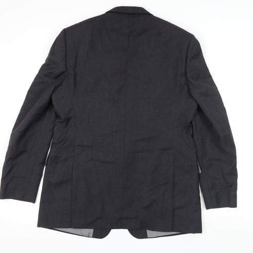 Odermark Men's Black Wool Blazer, Size 44, Regular Fit
