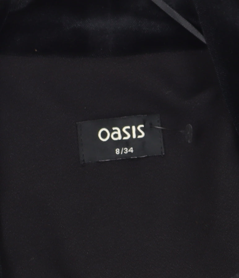 Oasis Women's Black Tuxedo Jacket, Size 8, Elegant Shawl Lapel