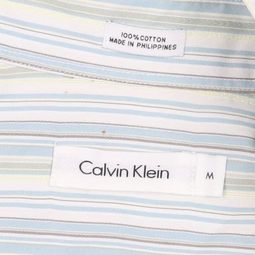 Calvin Klein Men's Blue Striped Button-Up Shirt M