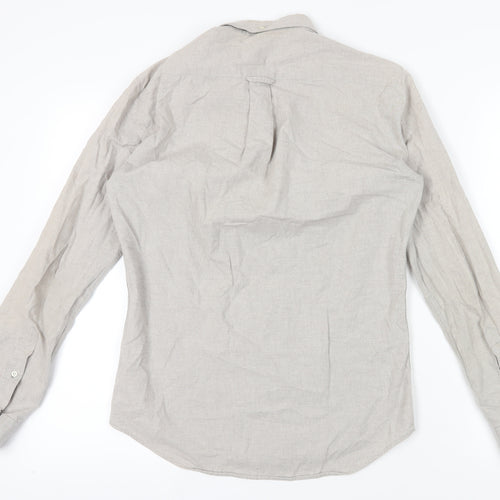 Farah Men's Beige Slim Fit Long Sleeve Shirt - S
