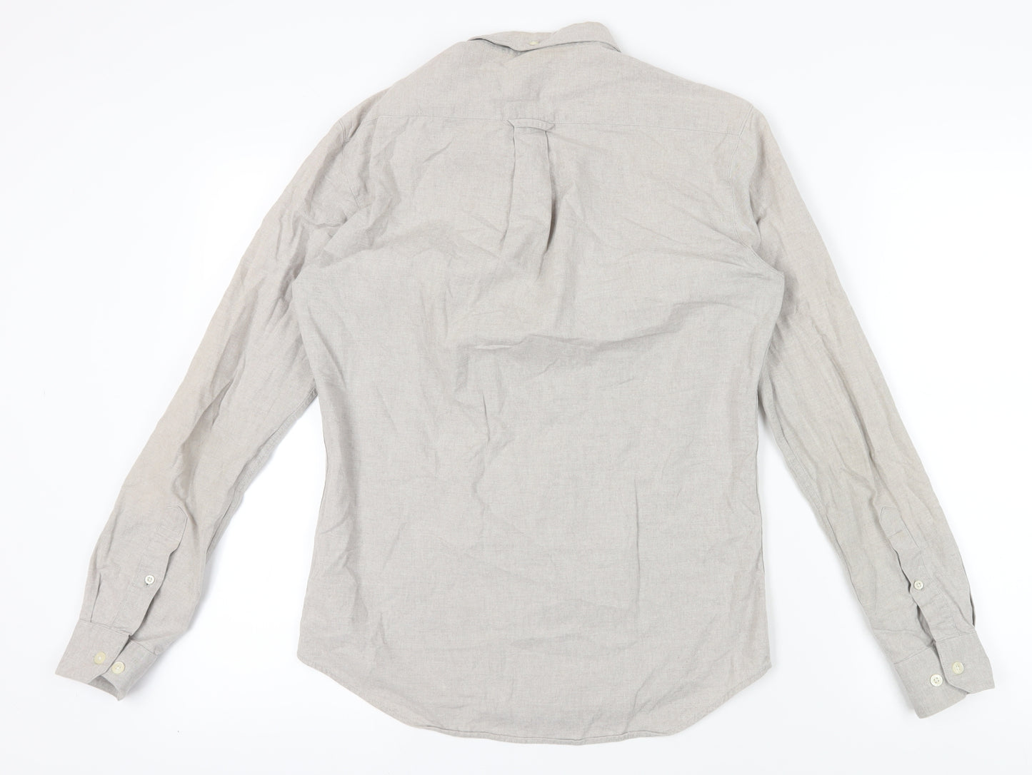 Farah Men's Beige Slim Fit Long Sleeve Shirt - S