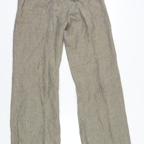 Jigsaw Beige Linen Wide-Leg Women's Trousers Size 12