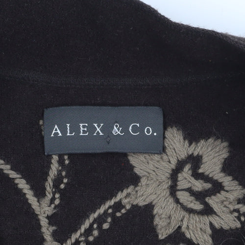 Alex & Co. Women’s Brown Floral Full Zip Wool Jumper