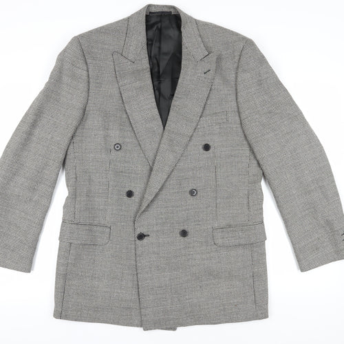 Jaeger Grey Wool Silk Double-Breasted Blazer 42
