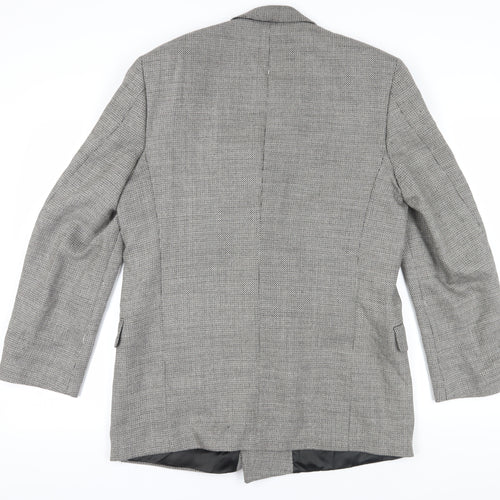 Jaeger Grey Wool Silk Double-Breasted Blazer 42