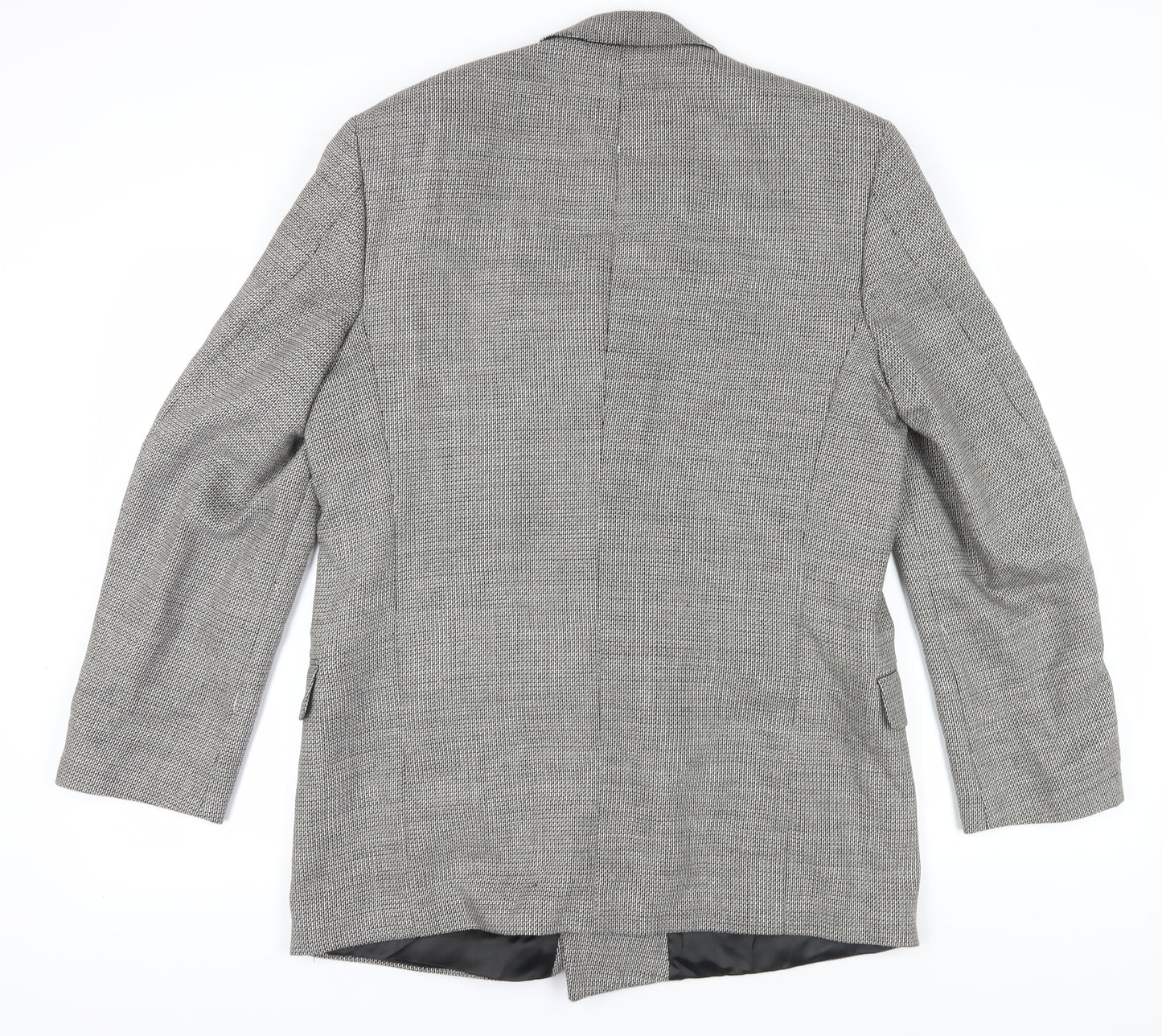 Jaeger Grey Wool Silk Double-Breasted Blazer 42