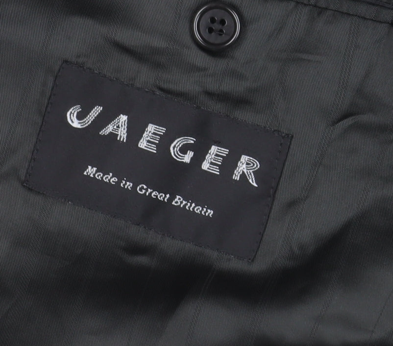 Jaeger Grey Wool Silk Double-Breasted Blazer 42