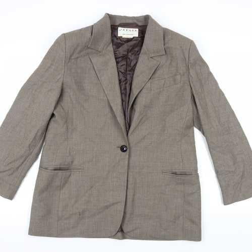 Jaeger Women's Brown Wool Single-Breasted Blazer