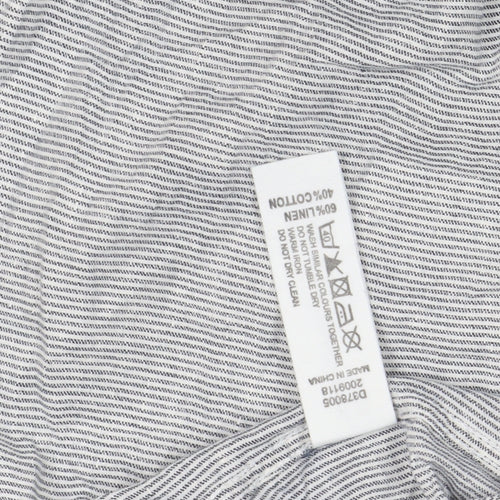Linea Men's Grey Striped XL Linen Button-Up Shirt