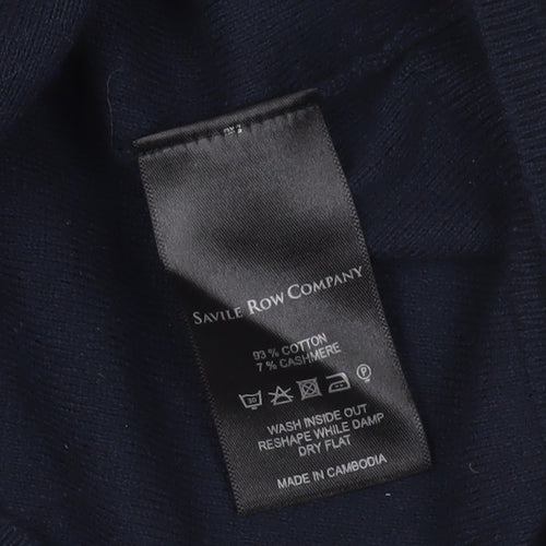 Savile Row Men's Blue Cotton Cashmere Pullover Jumper L