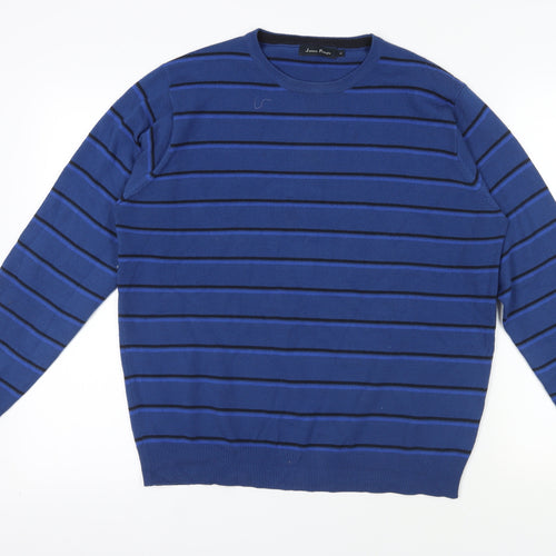 James Pringle Men's Blue Striped Pullover Jumper M