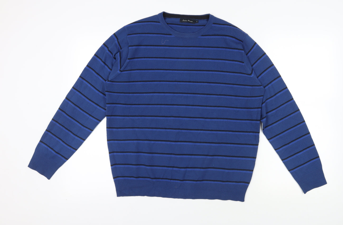 James Pringle Men's Blue Striped Pullover Jumper M