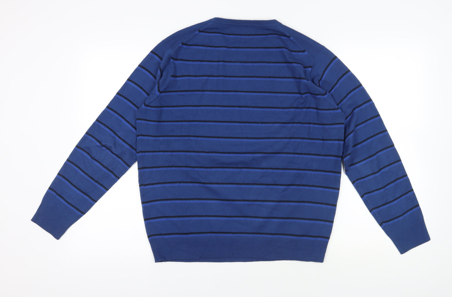 James Pringle Men's Blue Striped Pullover Jumper M