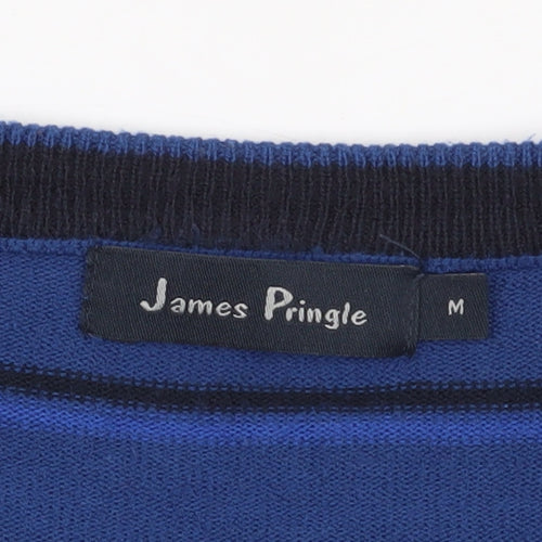 James Pringle Men's Blue Striped Pullover Jumper M