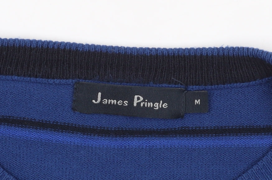 James Pringle Men's Blue Striped Pullover Jumper M