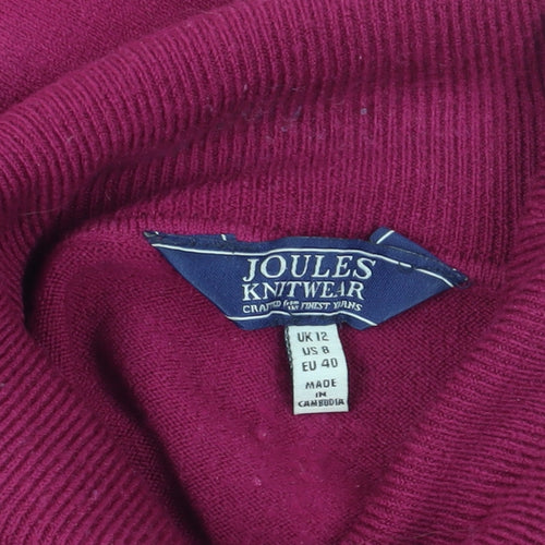 Joules Women's Pink Roll Neck Knit Jumper Size 12