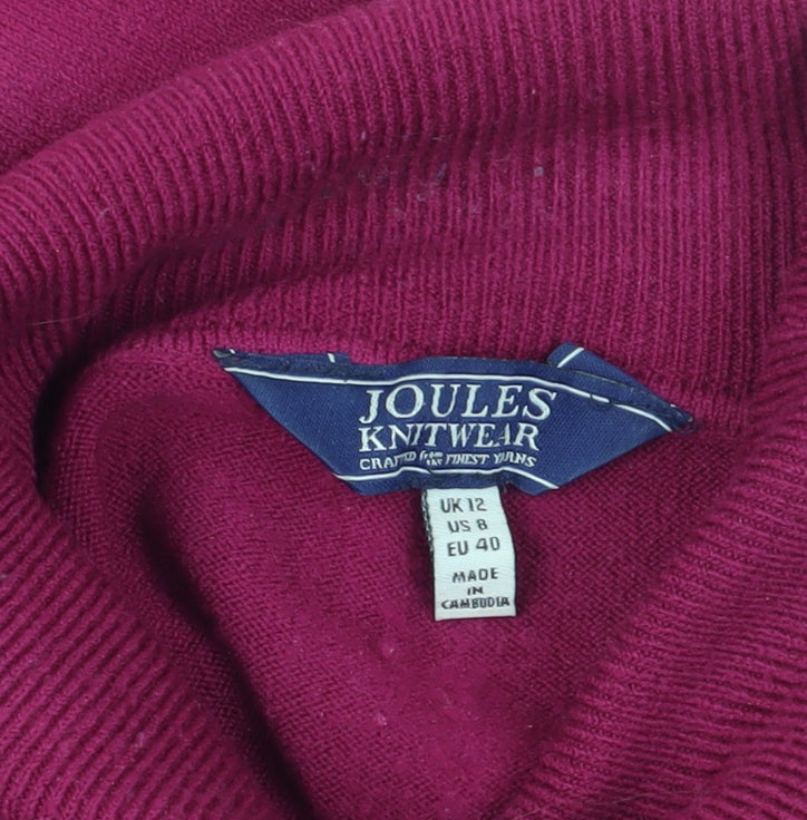 Joules Women's Pink Roll Neck Knit Jumper Size 12