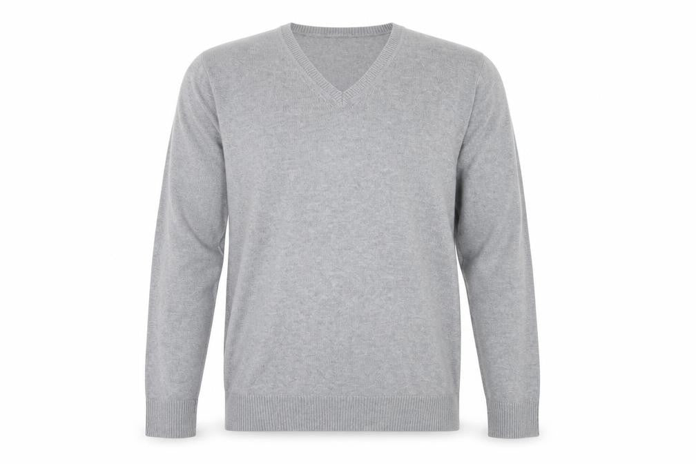Front view of Armani Exchange Men's Grey V-Neck jumper M