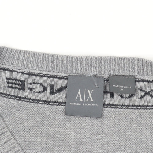 Armani Exchange Men's Grey V-Neck Pullover Jumper M