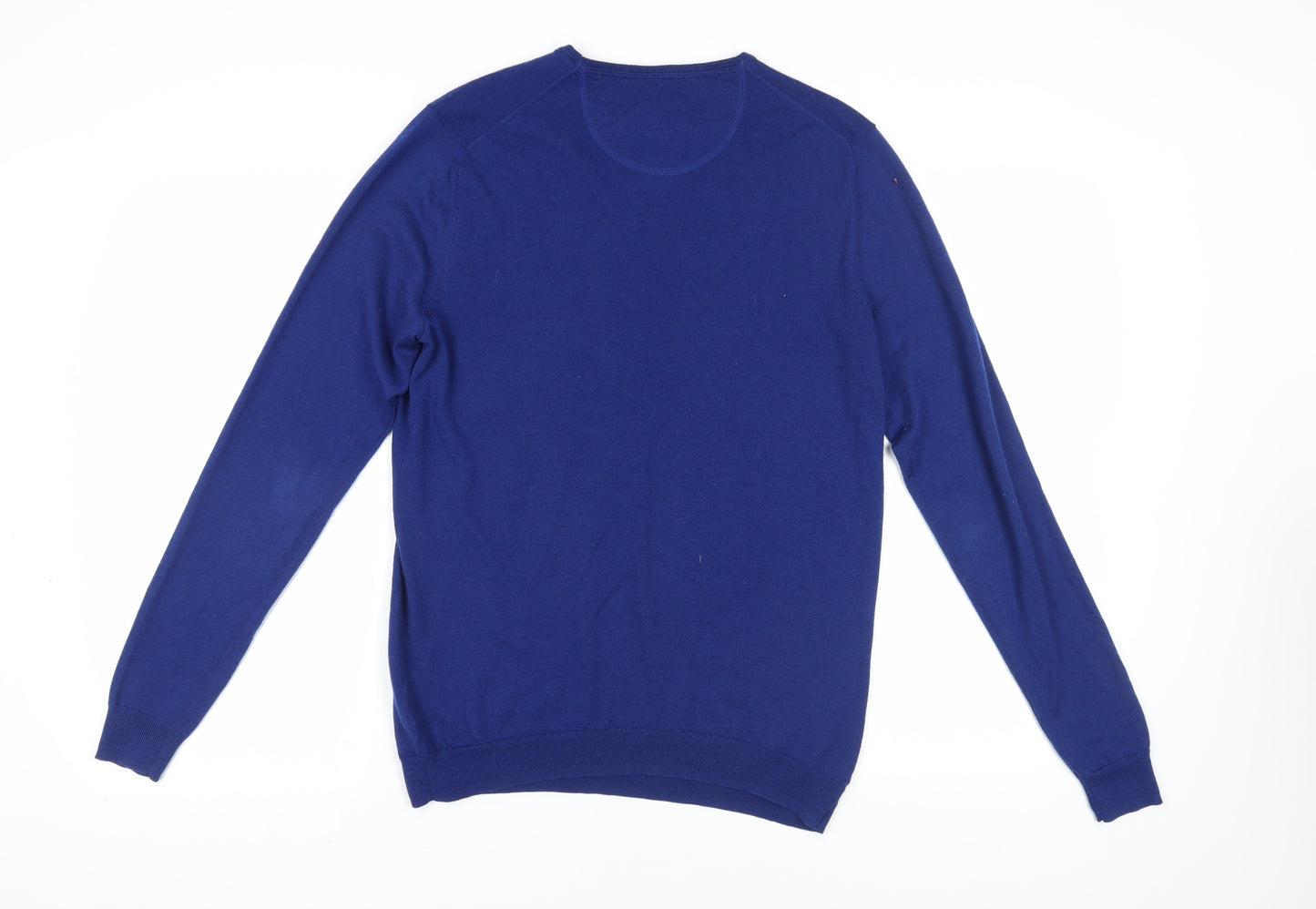 Simon Carter Men's Blue Merino Wool Pullover Jumper