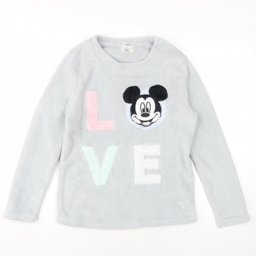Disney Womens Grey Solid Polyester Top Pyjama Top Size 6 - Mickey Mouse Love