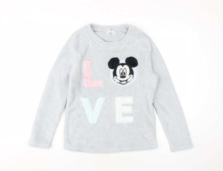 Disney Womens Grey Solid Polyester Top Pyjama Top Size 6 - Mickey Mouse Love