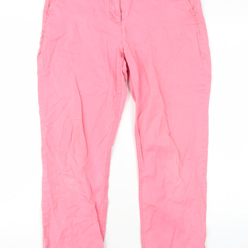 Boden Womens Pink Cotton Trousers Size 12 L27 in Regular Zip