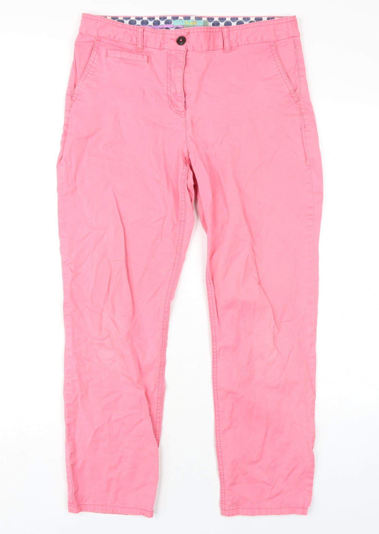 Boden Womens Pink Cotton Trousers Size 12 L27 in Regular Zip