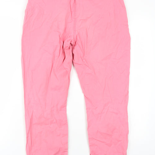 Boden Womens Pink Cotton Trousers Size 12 L27 in Regular Zip