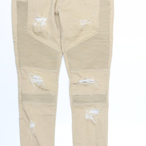 Represent Mens Beige Cotton Skinny Jeans Size 32 in L32 in Regular Zip