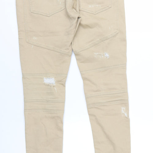 Represent Mens Beige Cotton Skinny Jeans Size 32 in L32 in Regular Zip