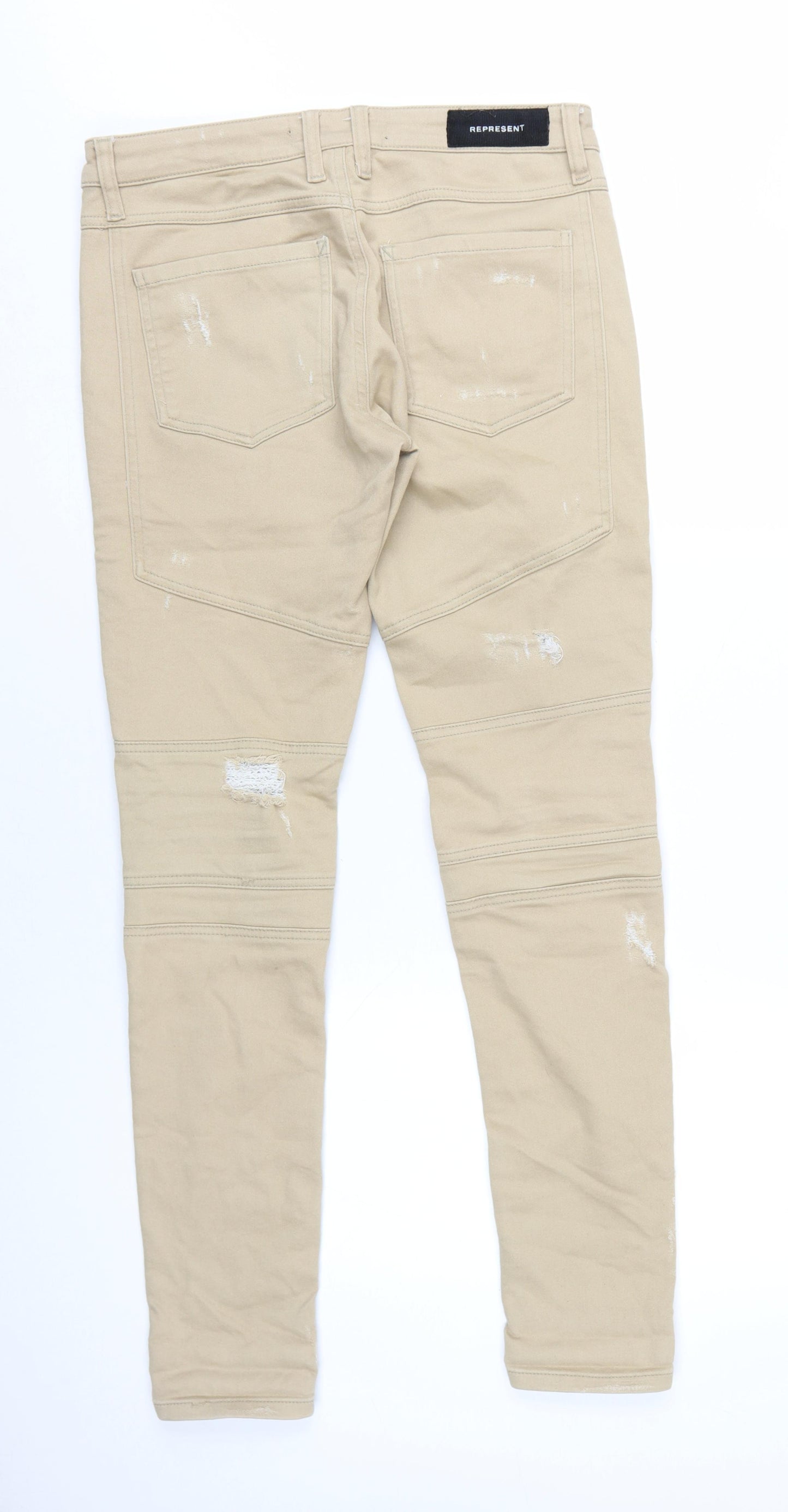 Represent Mens Beige Cotton Skinny Jeans Size 32 in L32 in Regular Zip