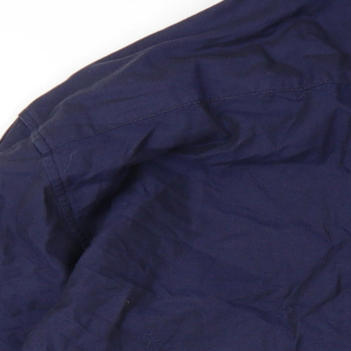 Fisk of Oslow Mens Blue Cotton Dress Shirt Size 15.5 Collared Button
