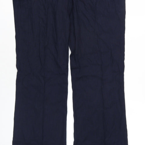 French Connection Womens Blue Linen Trousers Size 16 L35 in Regular Zip