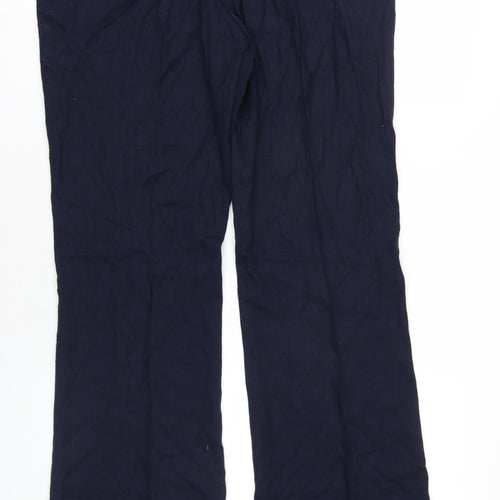French Connection Womens Blue Linen Trousers Size 16 L35 in Regular Zip