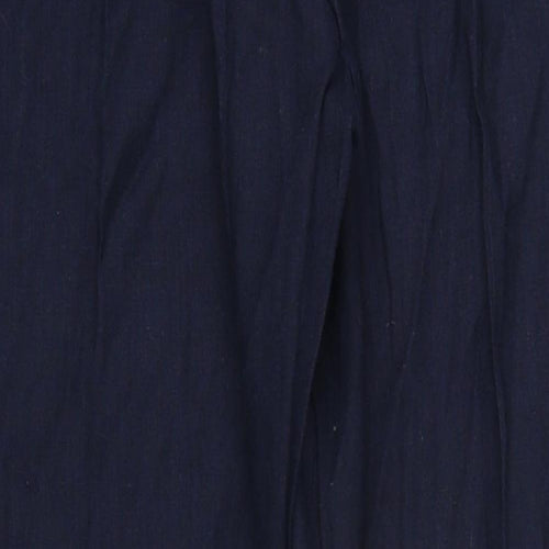 French Connection Womens Blue Linen Trousers Size 16 L35 in Regular Zip