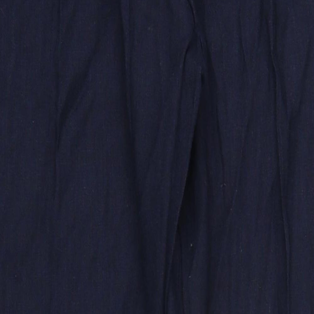 French Connection Womens Blue Linen Trousers Size 16 L35 in Regular Zip
