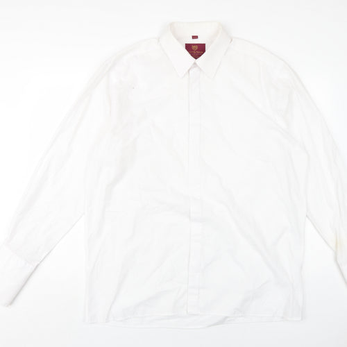 Scott & Taylor Mens White Cotton Dress Shirt Size 17 Collared Button
