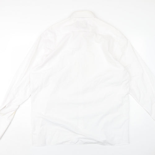 Scott & Taylor Mens White Cotton Dress Shirt Size 17 Collared Button
