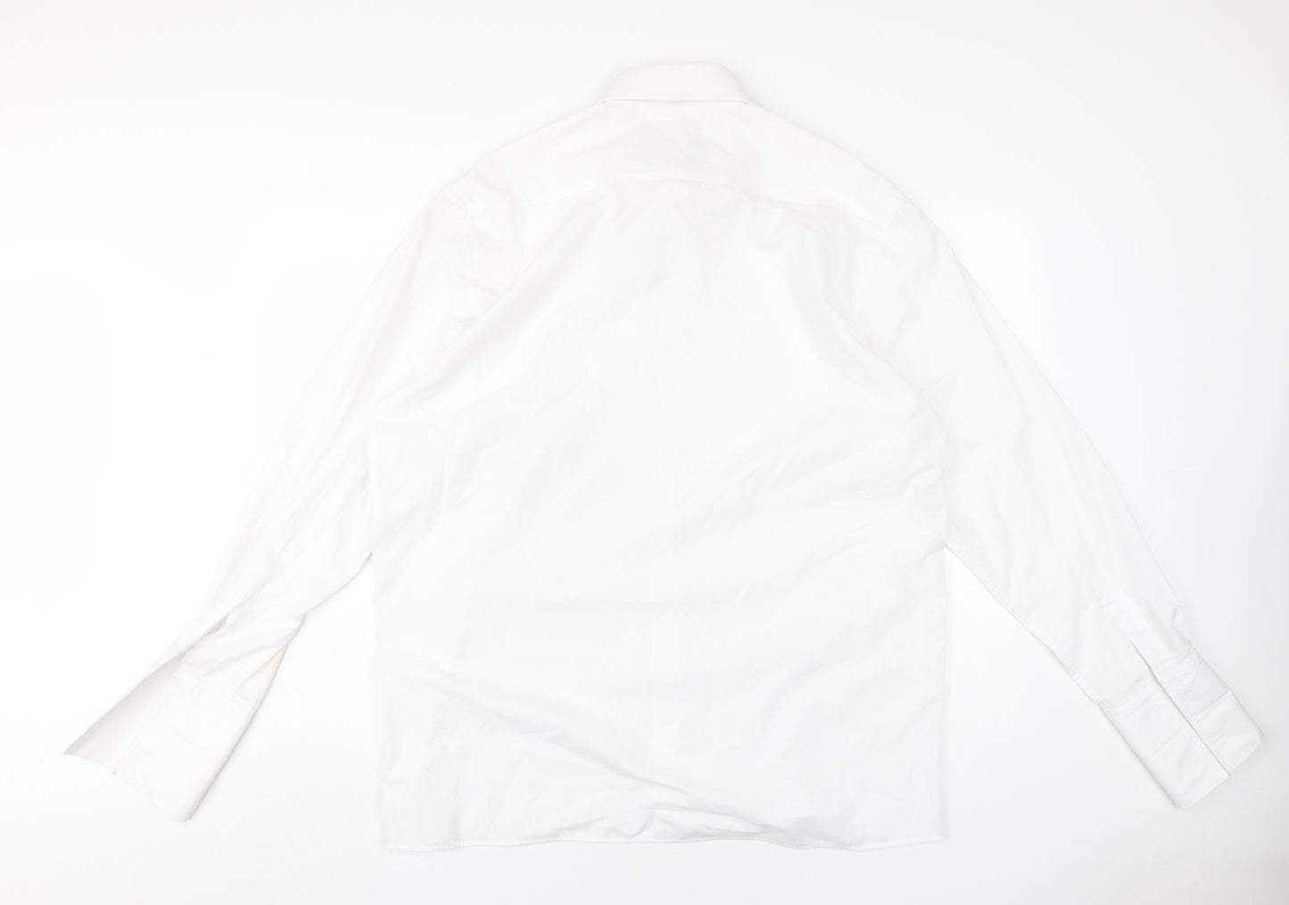 Scott & Taylor Mens White Cotton Dress Shirt Size 17 Collared Button