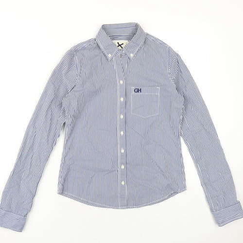 Gilly Hicks Womens Blue Striped Cotton Basic Button-Up Size S Collared