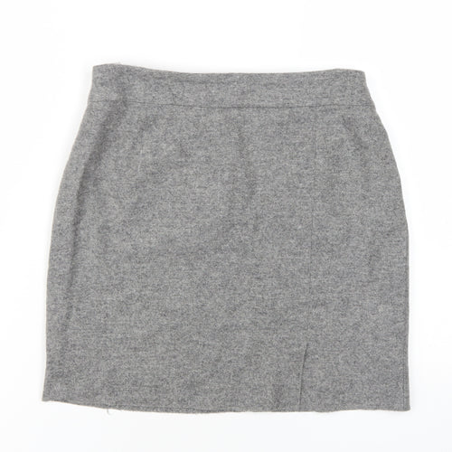 Jake Womens Grey Wool A-Line Skirt Size 10 Zip