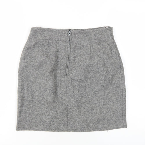 Jake Womens Grey Wool A-Line Skirt Size 10 Zip