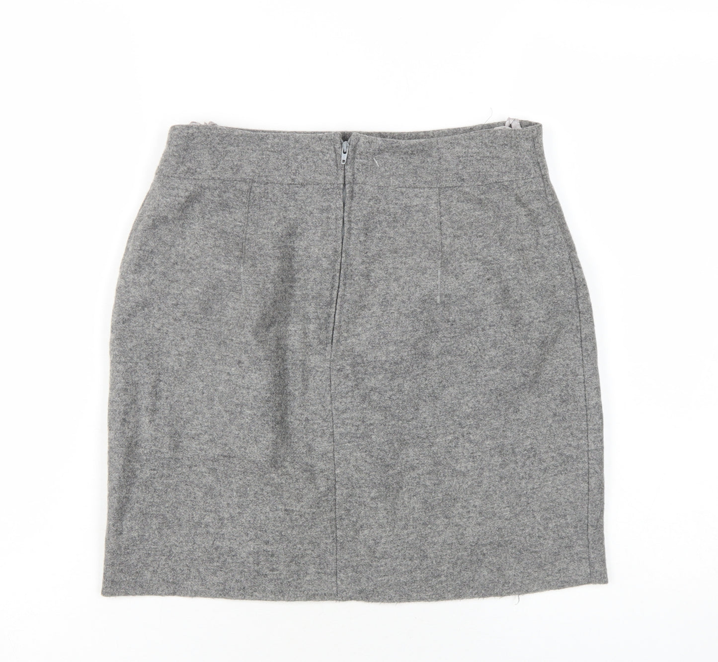 Jake Womens Grey Wool A-Line Skirt Size 10 Zip